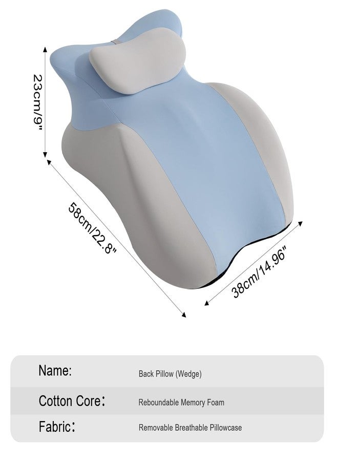 SheRest Adjustable Headrest Reading Pillow for Bed Adults - Memory Foam Back Support Wedge for Acid Reflux, Snoring & Legs, Blue and Gray (22.8"x15"x9") - Image 2